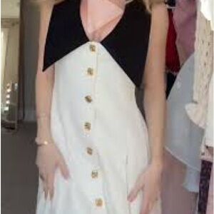 Elegant Black and White Button-Down Dress